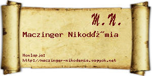 Maczinger Nikodémia névjegykártya